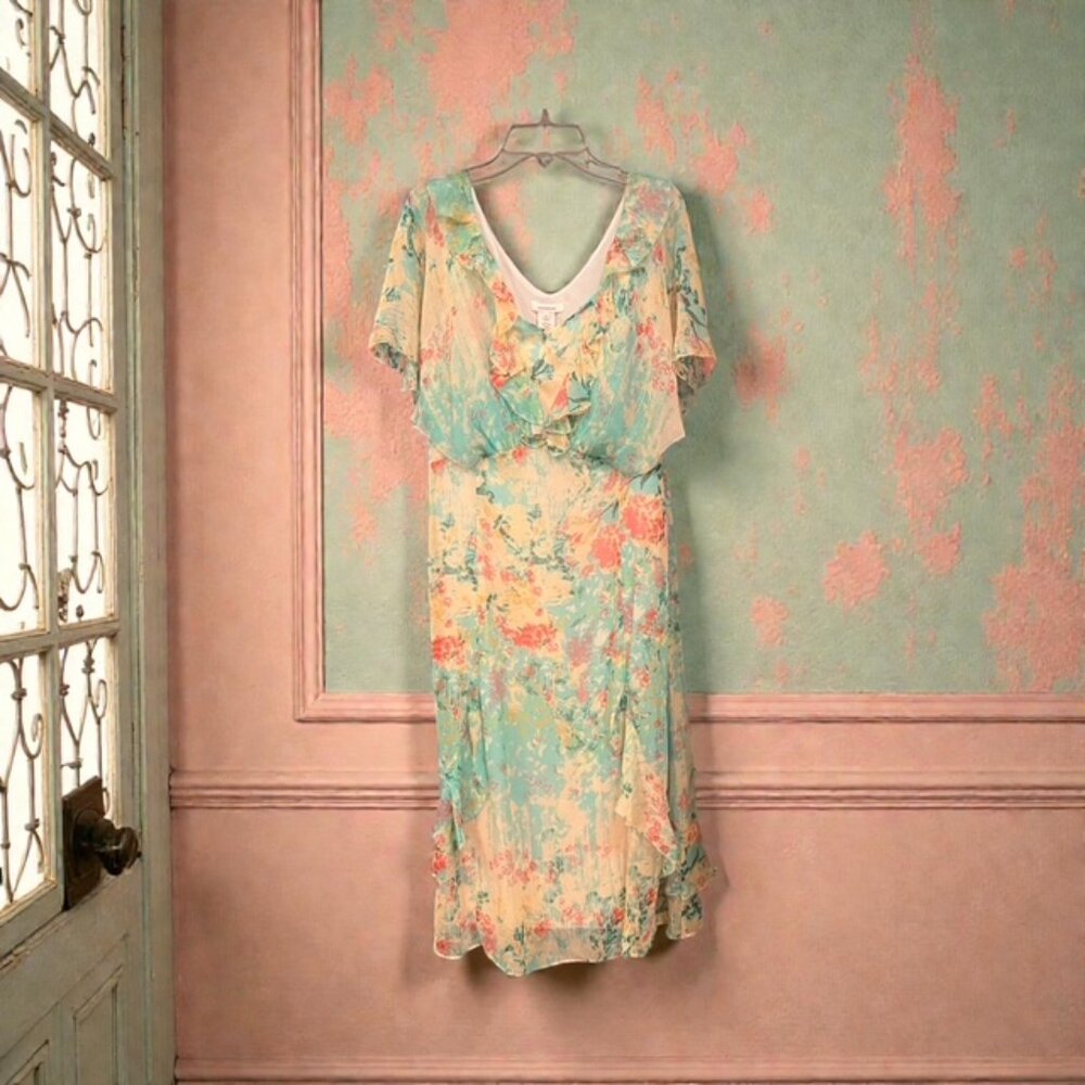 SUNDANCE Green Silk Garden Dress